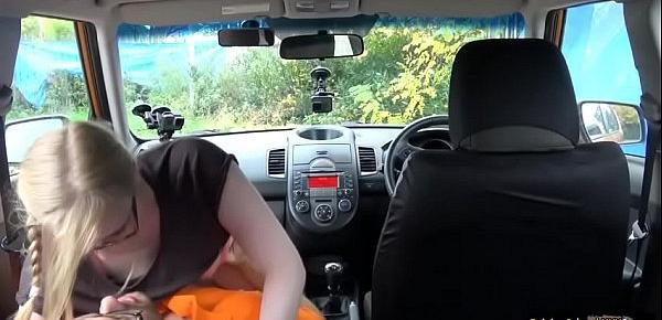  Pretty teen Satin Spank boned in the car